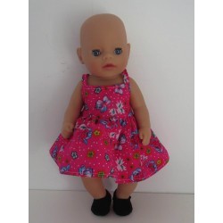 zonnejurk hard roze bloemen baby born little 36cm