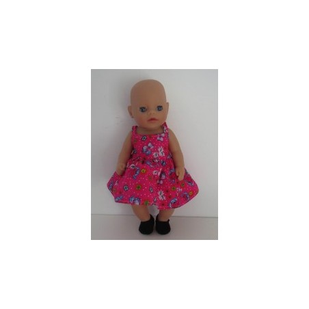 zonnejurk hard roze bloemen baby born little 36cm