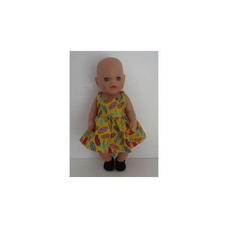 zonnejurk geel veren baby born little 36cm