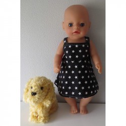 zonnejurk zwart met sterren wit baby born little 36cm