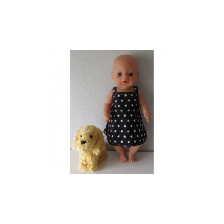 zonnejurk zwart met sterren wit baby born little 36cm