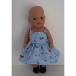 zonnejurk blauw strikjes baby born little 36cm