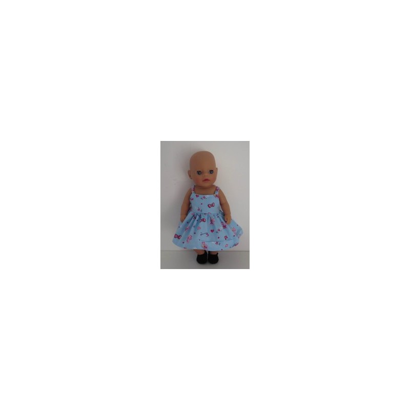 zonnejurk blauw strikjes baby born little 36cm