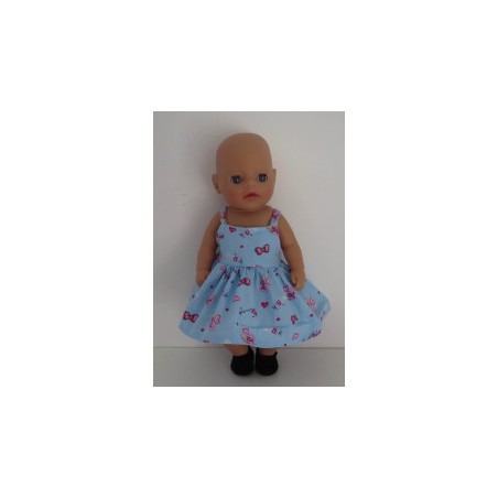 zonnejurk blauw strikjes baby born little 36cm