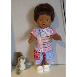 korte broek set lila geblokt baby born 43cm