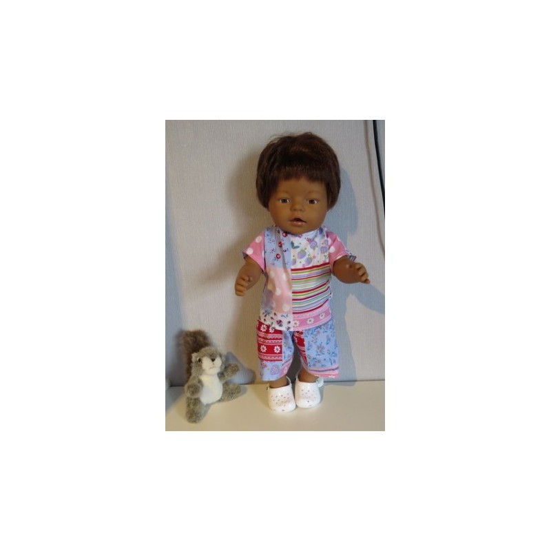 korte broek set lila geblokt baby born 43cm