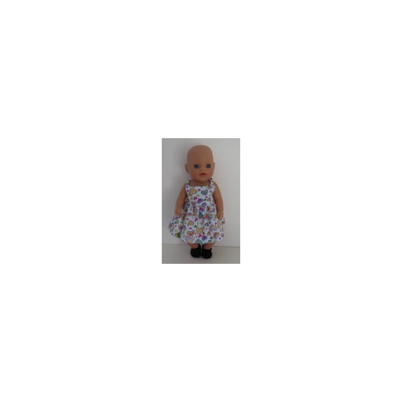 zonnejurk blauw met hartjes baby born little 36cm