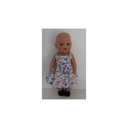 zonnejurk blauw met hartjes baby born little 36cm