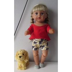zomerse korte broek set bruin hond baby born 43cm