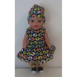 jurk set blauw annanas baby born little 36cm