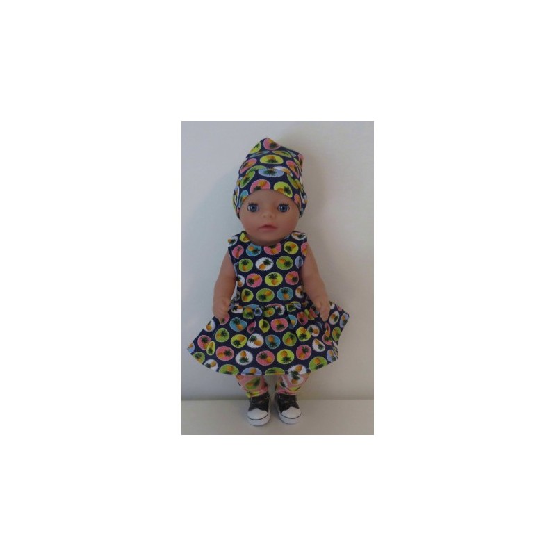 jurk set blauw annanas baby born little 36cm