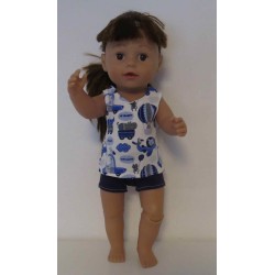 korte broek set blauw dieren baby born 43cm