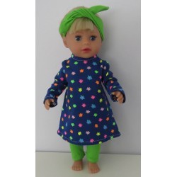 herfstjurk setje blauw bloemen baby born little 36cm