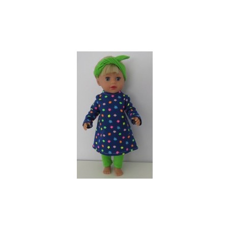 herfstjurk setje blauw bloemen baby born little 36cm