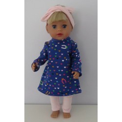 herfstjurk setje blauw hartjes baby born little 36cm