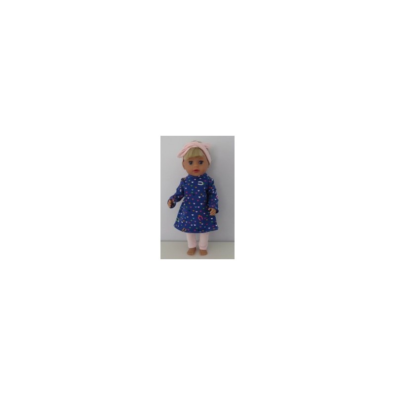 herfstjurk setje blauw hartjes baby born little 36cm