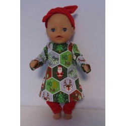 herfstjurk setje kerst groen baby born little 36cm