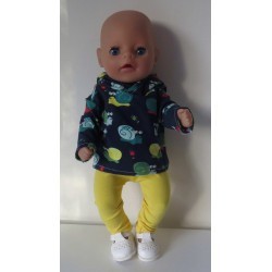 capuchontrui setje donker blauw slakken baby born little 36cm