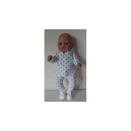 capuchontrui setje bloemen blauw baby born little 36cm