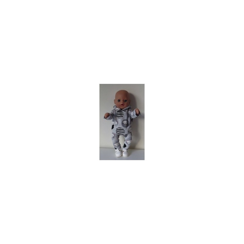 capuchontrui setje grijs katten  baby born little 36cm