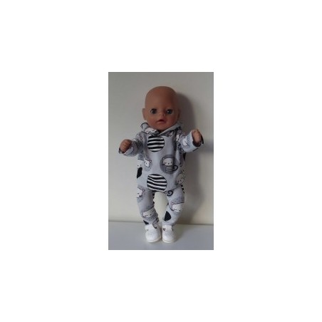capuchontrui setje grijs katten  baby born little 36cm