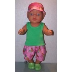 korte broek set roze pebbels  baby born 43cm