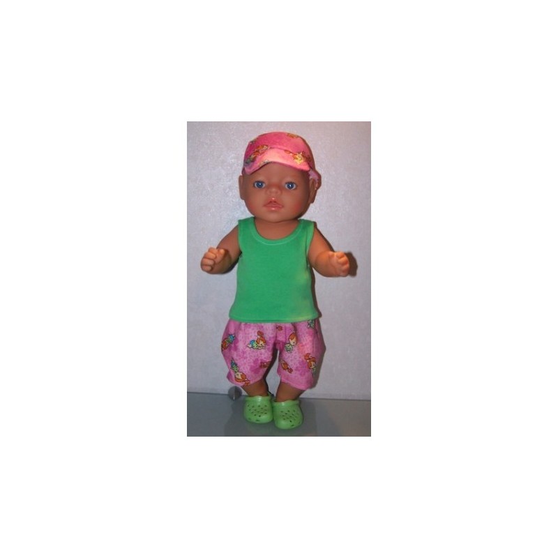 korte broek set roze pebbels  baby born 43cm