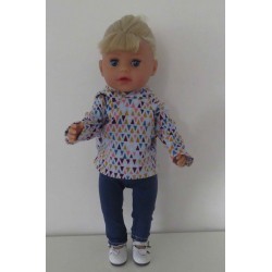 capuchontrui setje blauw bewerkt baby born little 36cm