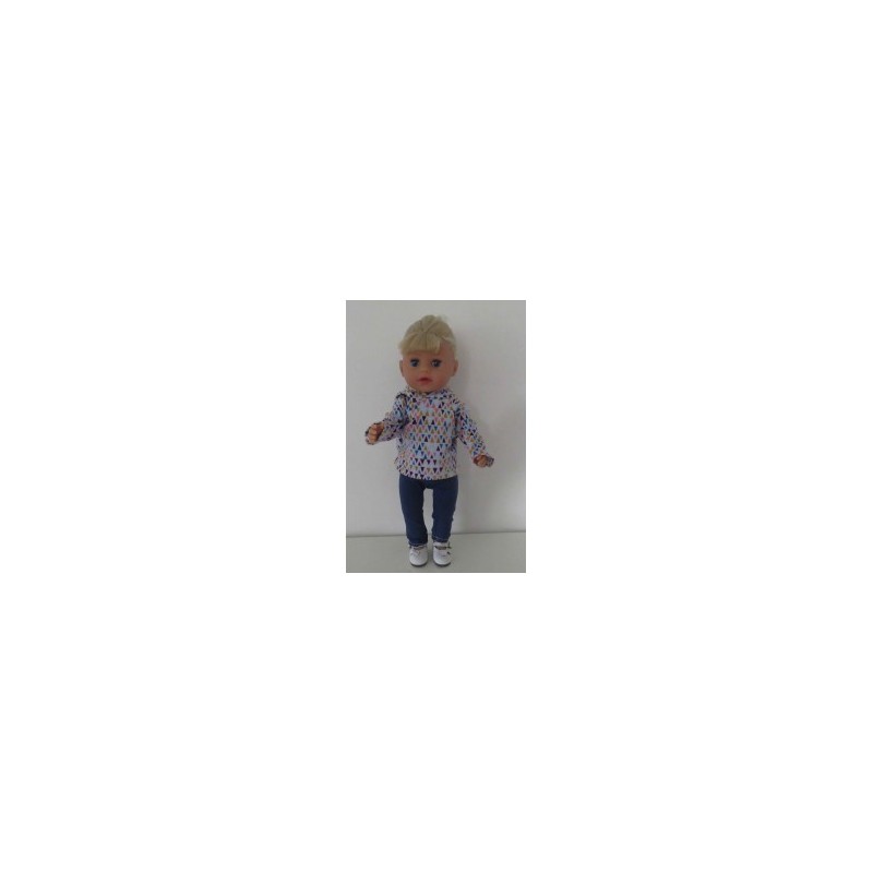 capuchontrui setje blauw bewerkt baby born little 36cm