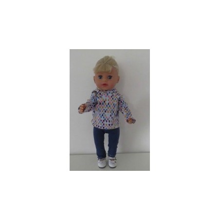 capuchontrui setje blauw bewerkt baby born little 36cm