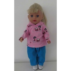 capuchontrui setje roze meisje baby born little 36cm