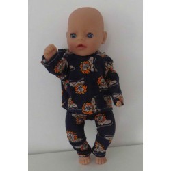 capuchontrui setje donker blauw leeuwen baby born little 36cm