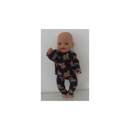 capuchontrui setje donker blauw leeuwen baby born little 36cm