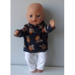capuchontrui setje blauw leeuwen baby born little 36cm