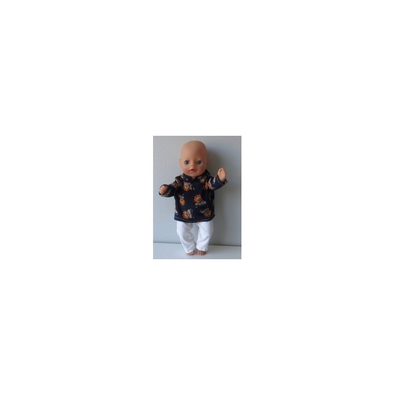 capuchontrui setje blauw leeuwen baby born little 36cm