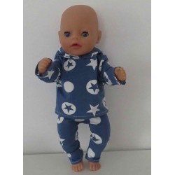 capuchontrui setje blauw sterren baby born little 36cm