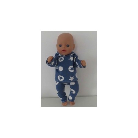 capuchontrui setje blauw sterren baby born little 36cm