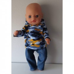 capuchontrui setje leger print baby born little 36cm