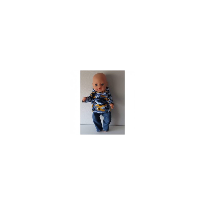 capuchontrui setje leger print baby born little 36cm