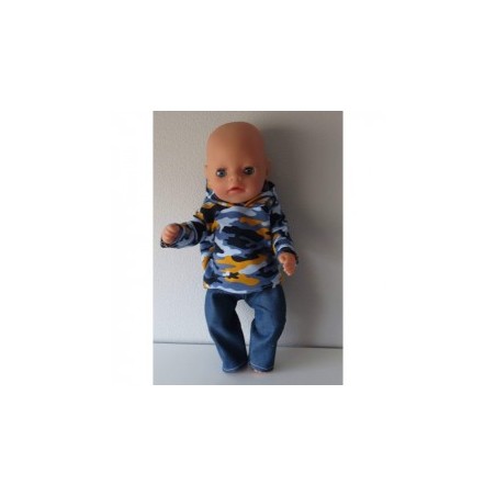 capuchontrui setje leger print baby born little 36cm