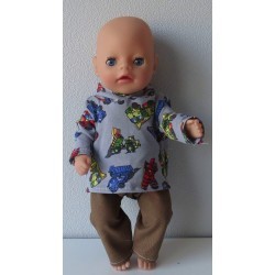 capuchontrui setje bouwwagens  baby born little 36cm