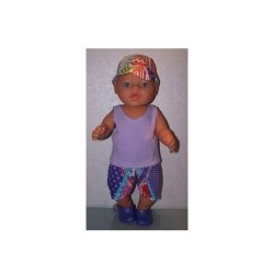 korte broek setweber ruit paars  baby born 43cm