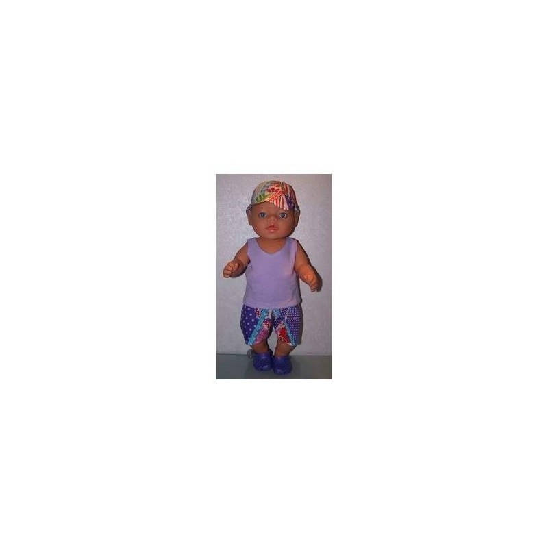 korte broek setweber ruit paars  baby born 43cm