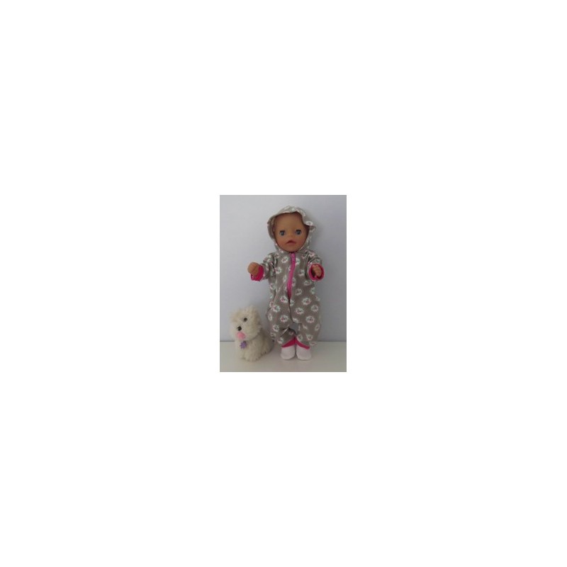 huispak grijs roosjes baby born little 36cm