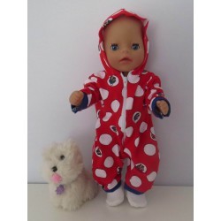 huispak rood polka dots baby born little 36cm