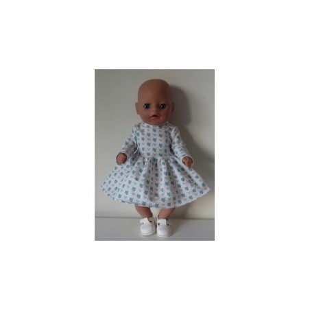 jurk blauwe bloemen baby born little 36cm