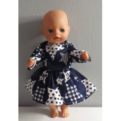 jurk donker blauw sterren groot baby born little 36cm
