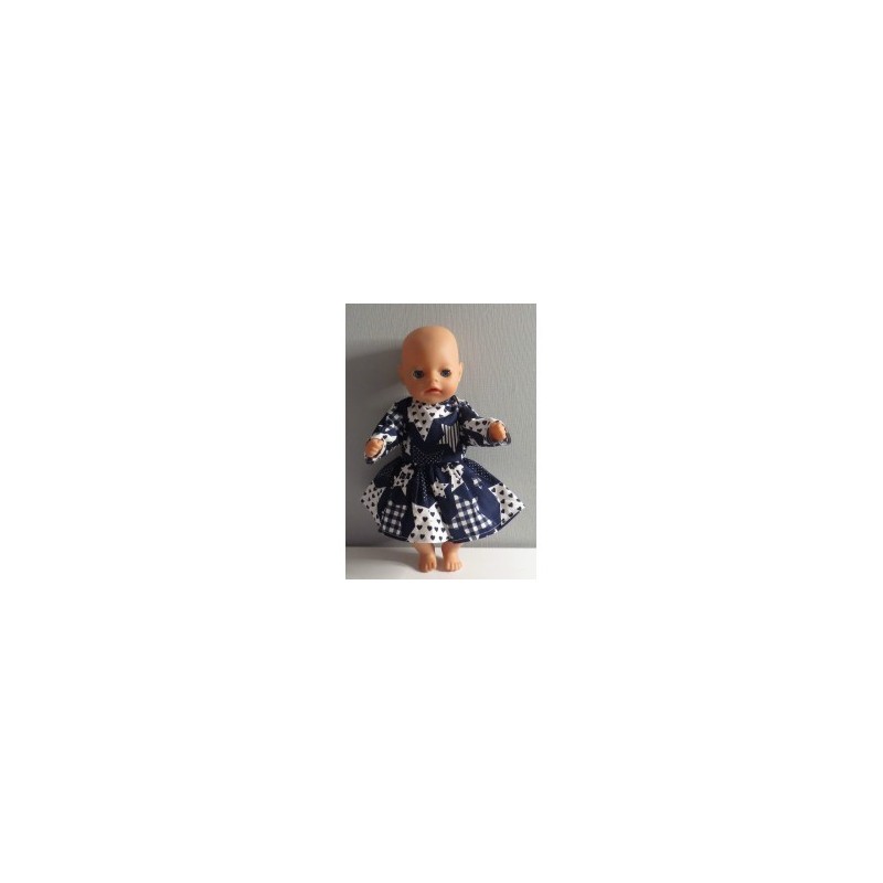 jurk donker blauw sterren groot baby born little 36cm