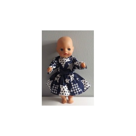 jurk donker blauw sterren groot baby born little 36cm