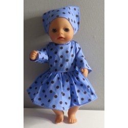 jurk blauw stippen baby born little 36cm